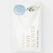 ブルーバルーンユーカリ赤ちゃんシャワーへようこそ 横断幕 (縦)