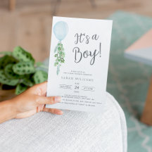 ブルーバルーンユーカリ赤ちゃんシャワー