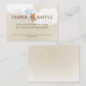 ブルーバルーン付きテディベアおむつラッフルカード エンクロージャーカード (正面/裏面)