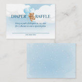 ブルーバルーン付きテディベアおむつラッフルカード エンクロージャーカード (正面/裏面)