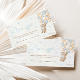 ブルーバルーン付きテディベアおむつラッフル エンクロージャーカード