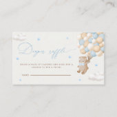 ブルーバルーン付きテディベアおむつラッフル エンクロージャーカード (正面)