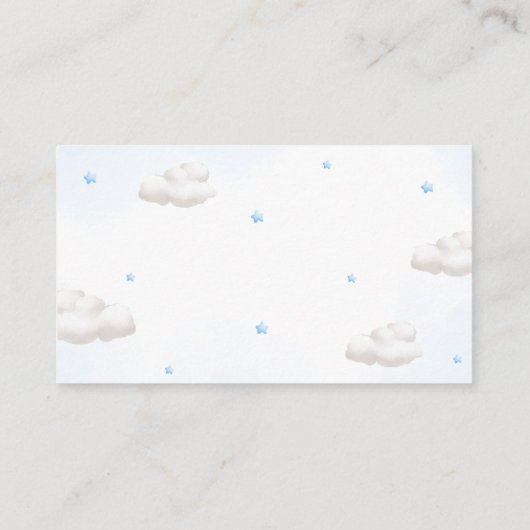 ブルーバルーン付きテディベアおむつラッフル エンクロージャーカード (裏面)