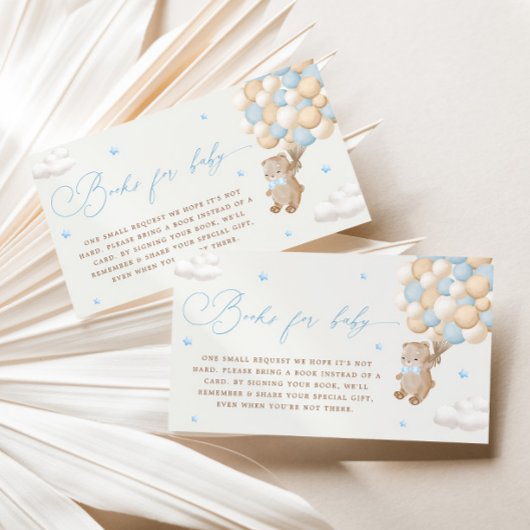 ブルーバルーン付きテディベア予約リクエスト エンクロージャーカード