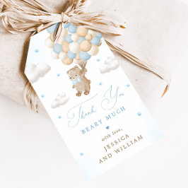 ブルーバルーン付きテディベア赤ちゃんシャワー ギフトタグ