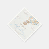 ブルーバルーン付きテディベア赤ちゃんシャワー スタンダードカクテルナプキン (角)