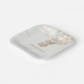 ブルーバルーン付きテディベア赤ちゃんシャワー ペーパープレート (傾斜あり)