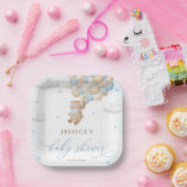 ブルーバルーン付きテディベア赤ちゃんシャワー ペーパープレート (パーティー)