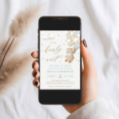 ブルーバルーン付きテディベア赤ちゃんシャワー 招待状