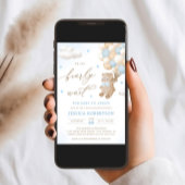 ブルーバルーン付きテディベア赤ちゃんシャワー 招待状