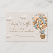 ブルーバルーン付き可愛いテディベアおむつラッフル エンクロージャーカード (正面)