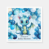 ブルーバルーン付き可愛いドラゴン男の子ベイビーシャワー スタンダードカクテルナプキン (正面)