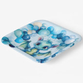 ブルーバルーン付き可愛いドラゴン男の子ベイビーシャワー ペーパープレート (傾斜あり)