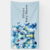 ブルーバルーン付き可愛いドラゴン男の子ベイビーシャワー 横断幕 (縦)