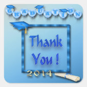 ブルーバルーン卒業サンキュー封筒用シール スクエアシール (正面)