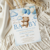 ブルーバルーン我々は赤ちゃんシャワーを待つことができる 招待状