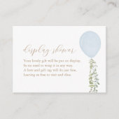 ブルーバルーン水彩ユーカリ表示シャワー エンクロージャーカード (正面)