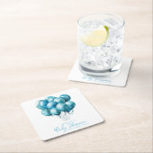 ブルーバルーン水色ボーイベビーシャワー スクエアペーパーコースター (インサイチュ)