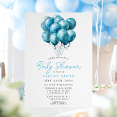 ブルーバルーン水色ボーイベビーシャワー 招待状