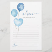 ブルーバルーン男の子アドバイスのためのママはカード (正面)