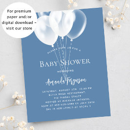 ブルーバルーン男の子バジェットベイビーシャワー招待状