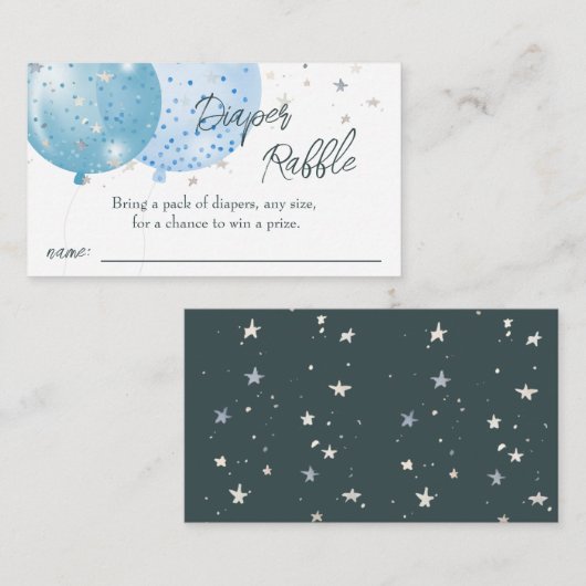 ブルーバルーン男の子ベビーシャワーおむつリクエスト エンクロージャーカード (正面/裏面)