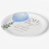 ブルーバルーン男の赤ちゃんシャワー招待状オーボーイ ペーパープレート (アングル)