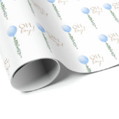 ブルーバルーン男の赤ちゃんシャワー招待状オーボーイ ラッピングペーパー (ロールコーナー)