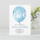 ブルーバルーン男の赤ちゃん2nd誕生日 招待状 (スタンド正面)