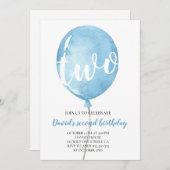 ブルーバルーン男の赤ちゃん2nd誕生日 招待状 (正面/裏面)