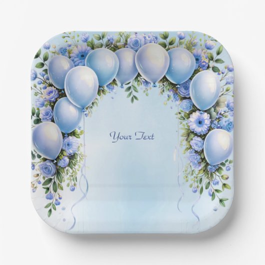 ブルーバルーン紙プレート ペーパープレート (正面)