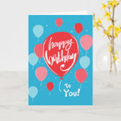 ブルーバルーン誕生日カード カード (黄色い花)