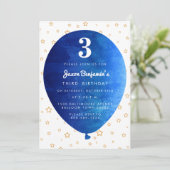 ブルーバルーン誕生日パーティーの招待 招待状 (スタンド正面)