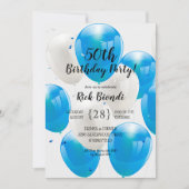 ブルーバルーン誕生日パーティー 招待状 (正面)