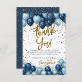 ブルーバルーン誕生日 サンキューカード (正面/裏面)