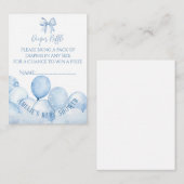 ブルーバルーン赤ちゃんシャワーおむつラッフル エンクロージャーカード (正面/裏面)