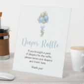 ブルーバルーン赤ちゃんシャワーおむつラッフル 台座サイン (インサイチュ)