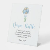 ブルーバルーン赤ちゃんシャワーおむつラッフル 台座サイン (正面)