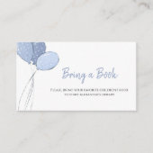 ブルーバルーン赤ちゃんシャワーで本を持って来る エンクロージャーカード (正面)