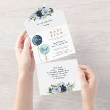 ブルーバルーン赤ちゃんシャワー少年の招待