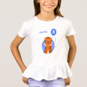 ブルーバルーン5歳の誕生日の虎 Tシャツ (正面)