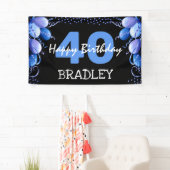 ブルーバルーン&グリッターエイジ誕生日 横断幕 (インサイチュ)