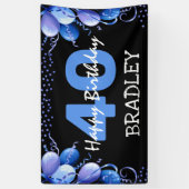 ブルーバルーン&グリッターエイジ誕生日 横断幕 (縦)