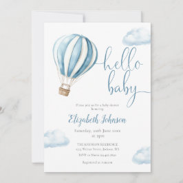 ブルーバルーン ボーイ QR コード フォト ベビーシャワー 招待状