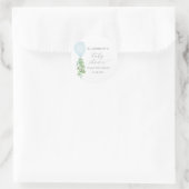 ブルーバルーン ユーカリ ベビーシャワー ラウンドシール (バッグ)