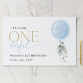 ブルーバルーン、ユーカリ、緑、ファースト誕生日 ペーパーパッド (インサイチュ)