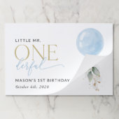 ブルーバルーン、ユーカリ、緑、ファースト誕生日 ペーパーパッド (折り畳み)