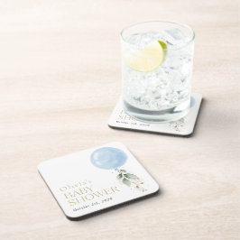 ブルーバルーン,ユーカリ,緑,赤ちゃんシャワー コースター