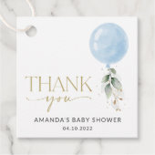 ブルーバルーン,ユーカリ,緑,赤ちゃんシャワー フェイバータグ (正面)