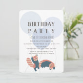 ブルーバルーン&レッドパンダバースデーパーティーへの招待 招待状 (スタンド正面)